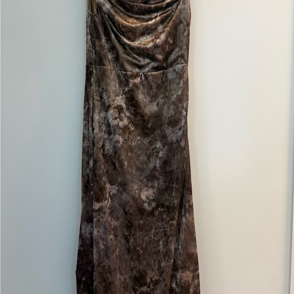 Moon River Strapless Brown Velvet Dress